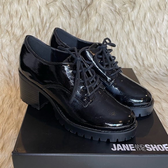 JANE AND THE SHOE | Black Lennox Platform Oxford Women New In Box - Picture 2 of 9